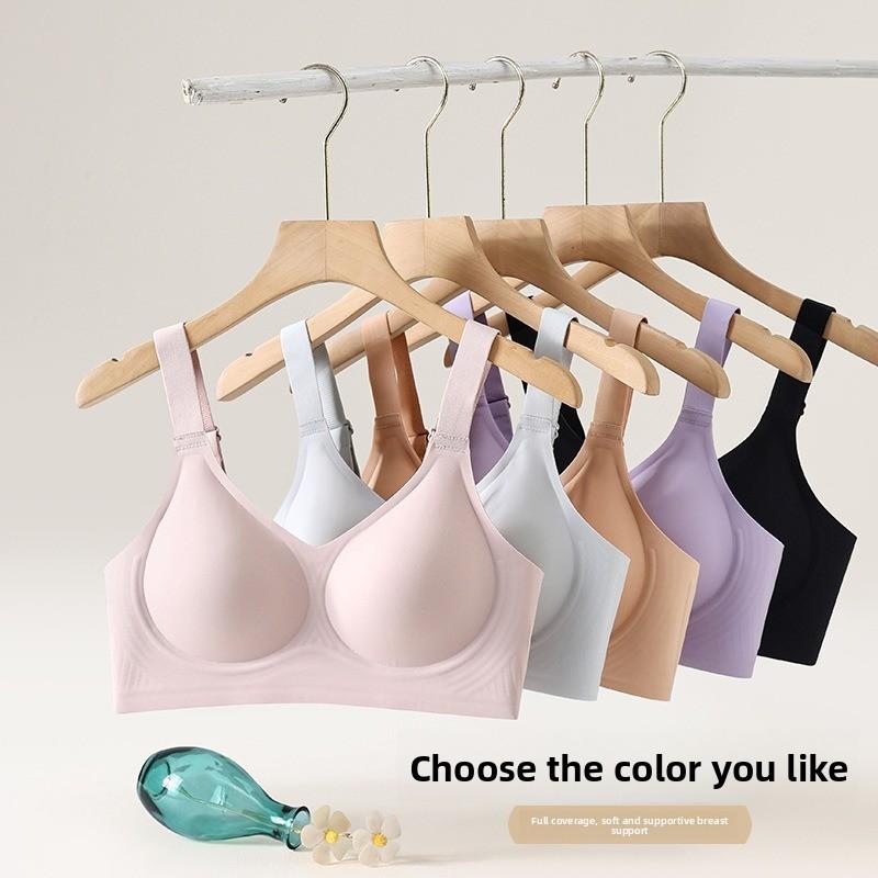 Big-breast Women's Light-style Invisible Anti-sagging Adjustable Double-breast Jelly Bra Top Summer Dress