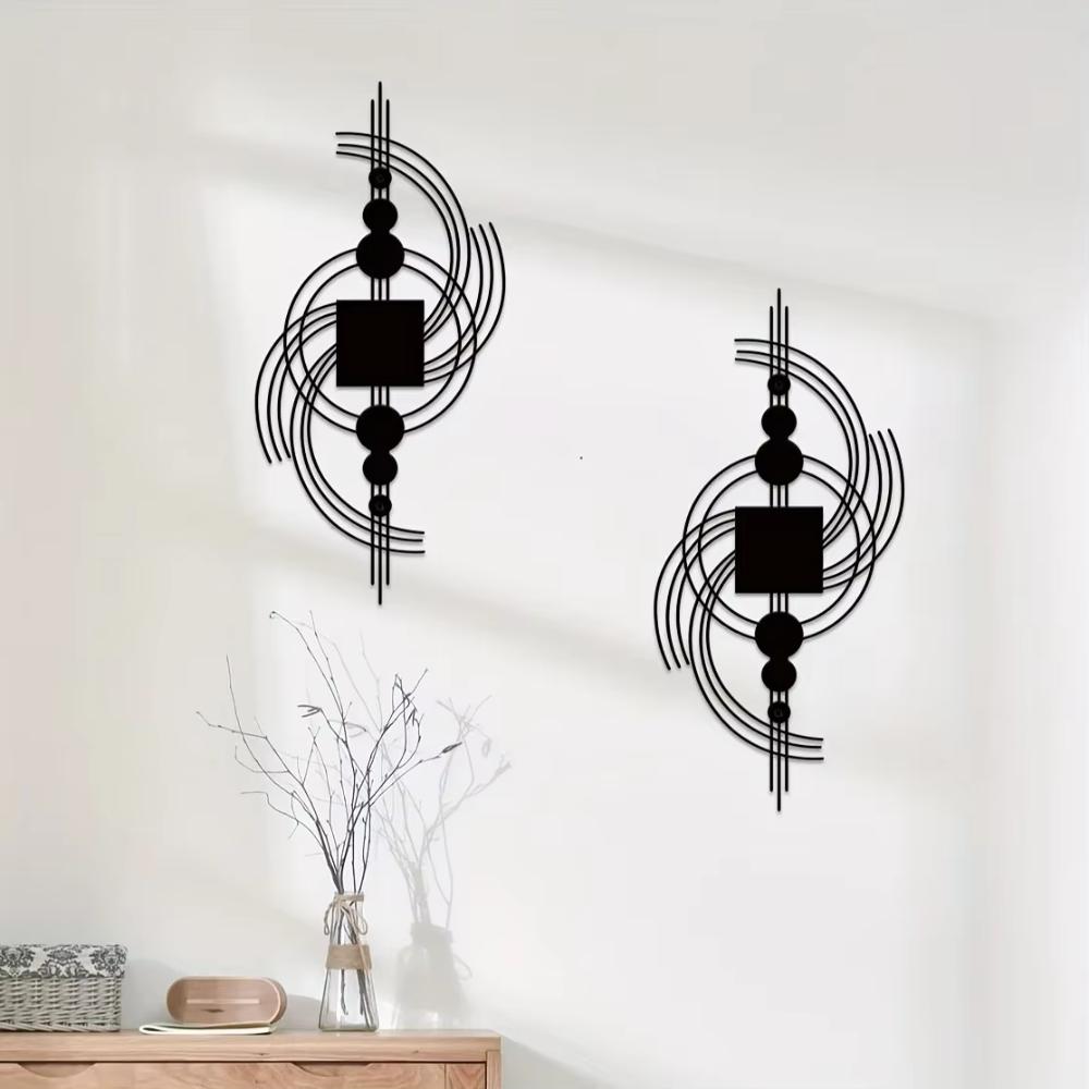 Потрясающий геометрический декор для стен из металла! Круглая и квадратная комбинированная настенная скульптура. Абстрактное вертикальное украшение.