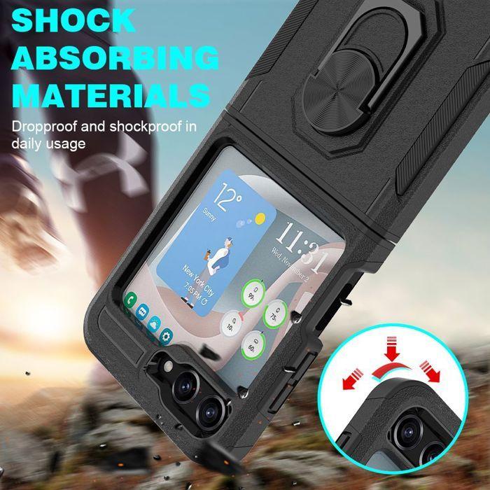 Coque de Protection - BOOLING - pour Samsung Galaxy Z Flip 7 FE - Rigide Antichoc - Noir - Support 360°