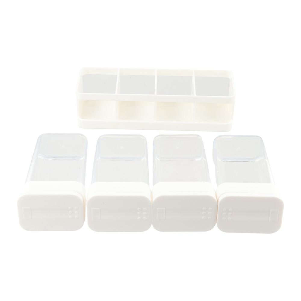 4 шт./набор Пластиковые баночки для специй Раздвижные Без БФА Контейнер для хранения специй с крышкой Четырехсекционная банка для хранения Набор коробок для приправ