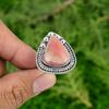 Natural Rhodochrosite Gemstone Stackable Adjustable Ring 925 Silver For Girls