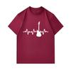 Men's 100% Cotton Crew Neck Short Sleeve T-Shirt, Creative Guitar Heartbeat Music Pattern Print Casual Soft Breathable Tee Tops for Daily Wear