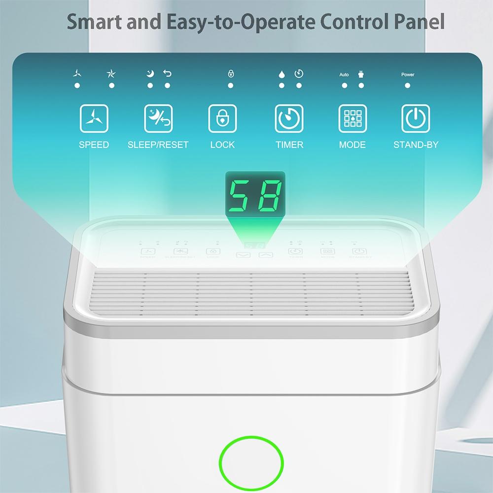 Refurbished: LUKO OL20-D030A Portable Home Dehumidifier, 20L Dehumidify Capacity, 6.5L Water Tank, Auto/Manual Drainage, 24-Hour Time