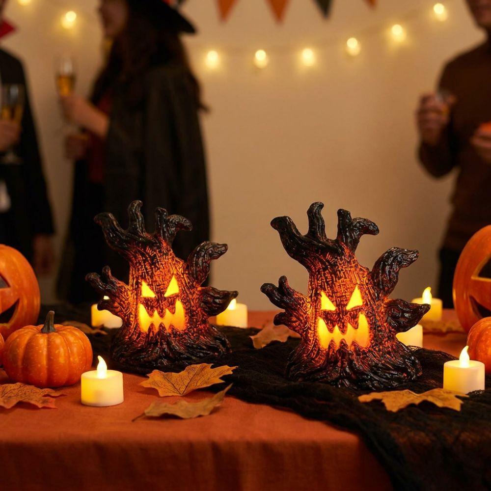 Mini Tree Stump Halloween Monster Tree Light Ornament LED Ghost Decor Lights Home Craft