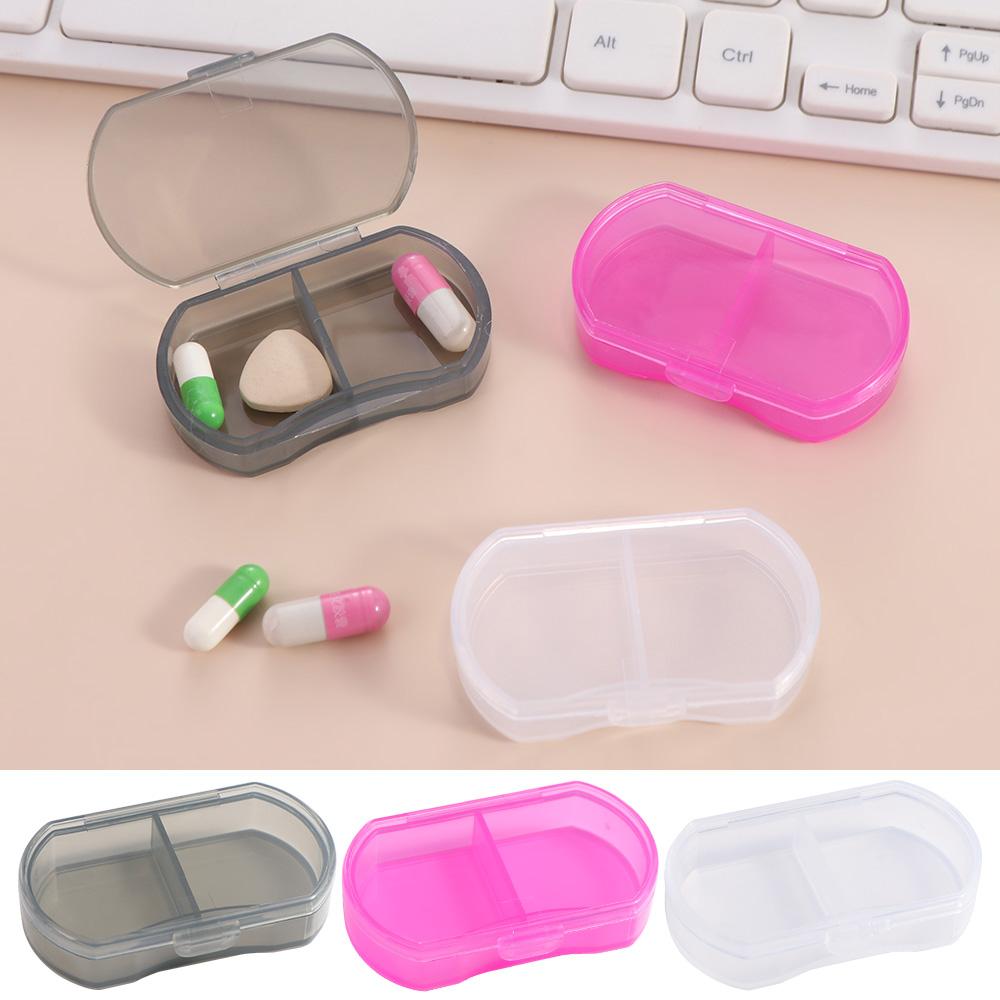 With Lid Mini Medicine Box Snap-on design Pill Packing Box Simple 2-gird Pill Box  Storage Box