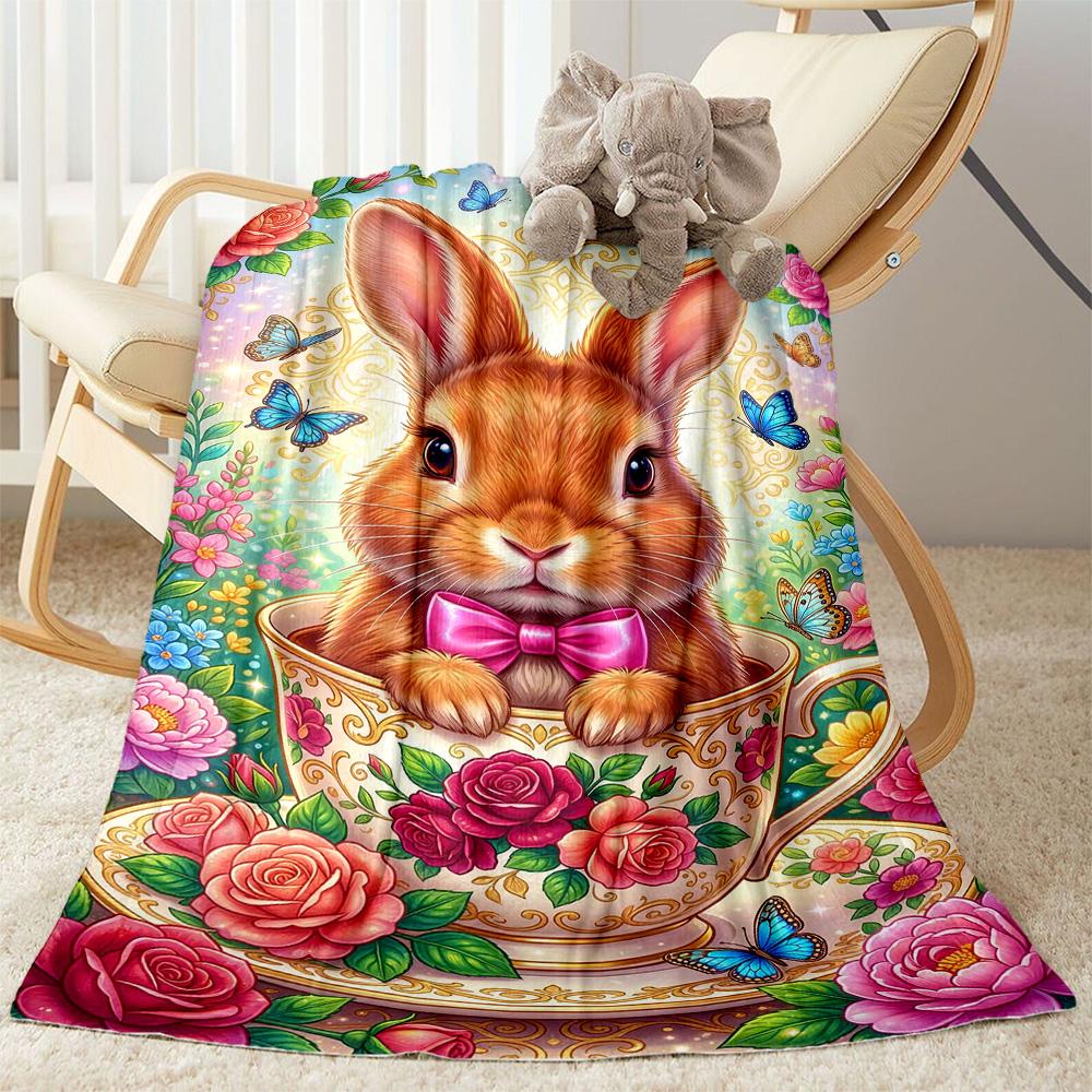 Springtime Bunny Garden Blanket,Suitable for sofas, offices, travel, living rooms, Gifts to relatives and friends, Blanket,Suitable for all seasons.