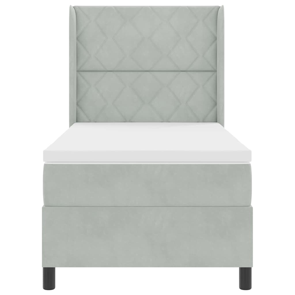 Boxspring Bed with Headboard Light Grey 100 x 200 cm Velvet