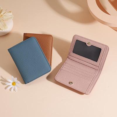Женский мини-кошелек из коровьей кожи с RFID-защитой: Ультратонкий держатель для карт из натуральной кожи с антимагнитным покрытием и кошелек для монет
