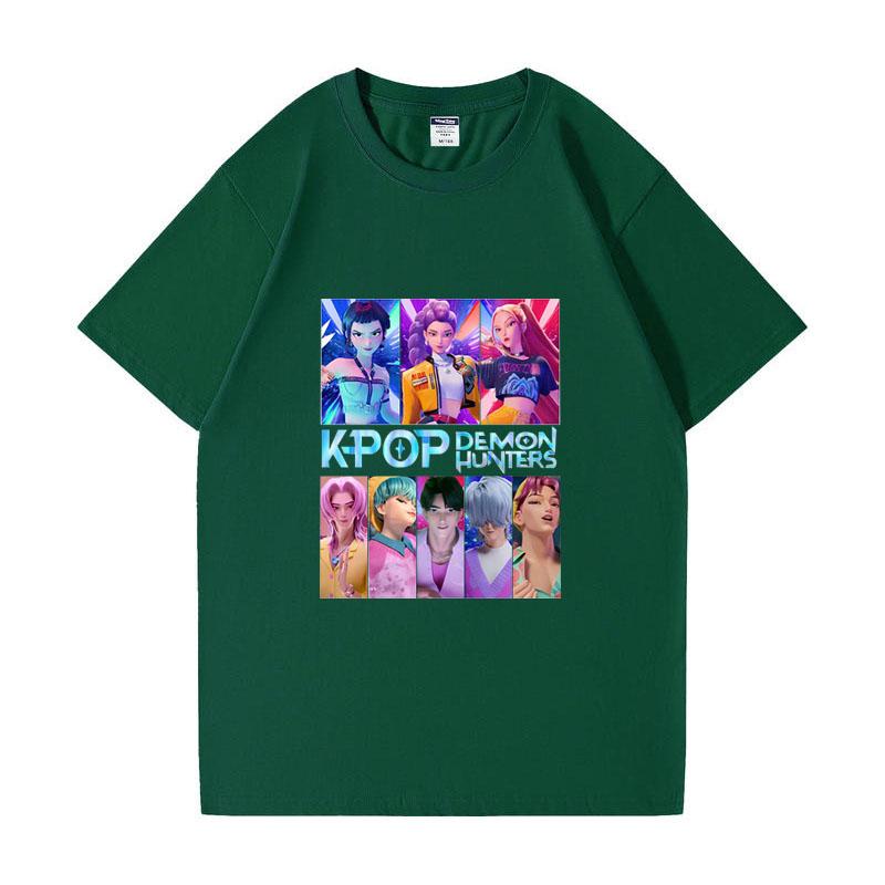 Kpop Охотники на демонов HUNTRIX Saja Boys Футболки Девочки Круглый вырез Повседневные Женские Летние рубашки Хлопковая футболка Высококачественная одежда Топы