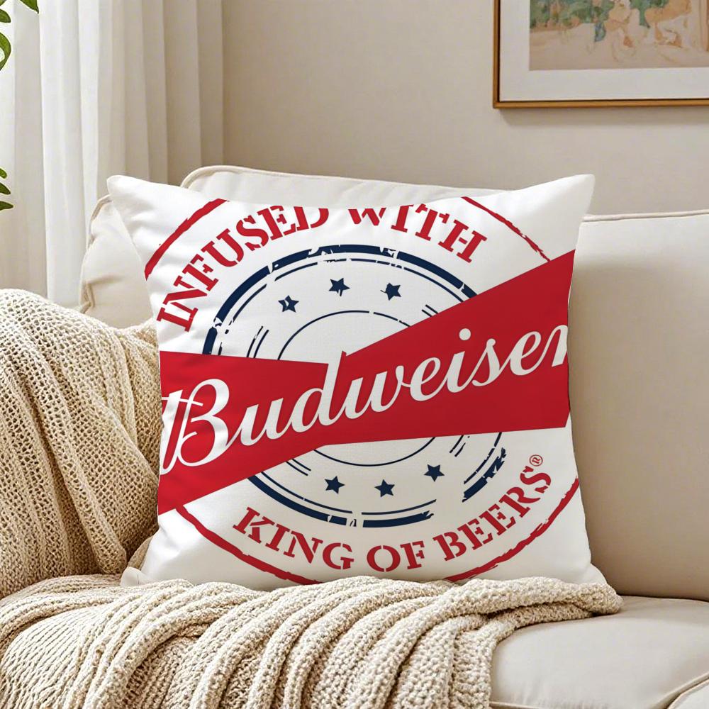 Beer Brand BBudweiser BBudvar Czech Cushion Cover Linen Pillowcase Soft for Sofa Bed Home Room Decor