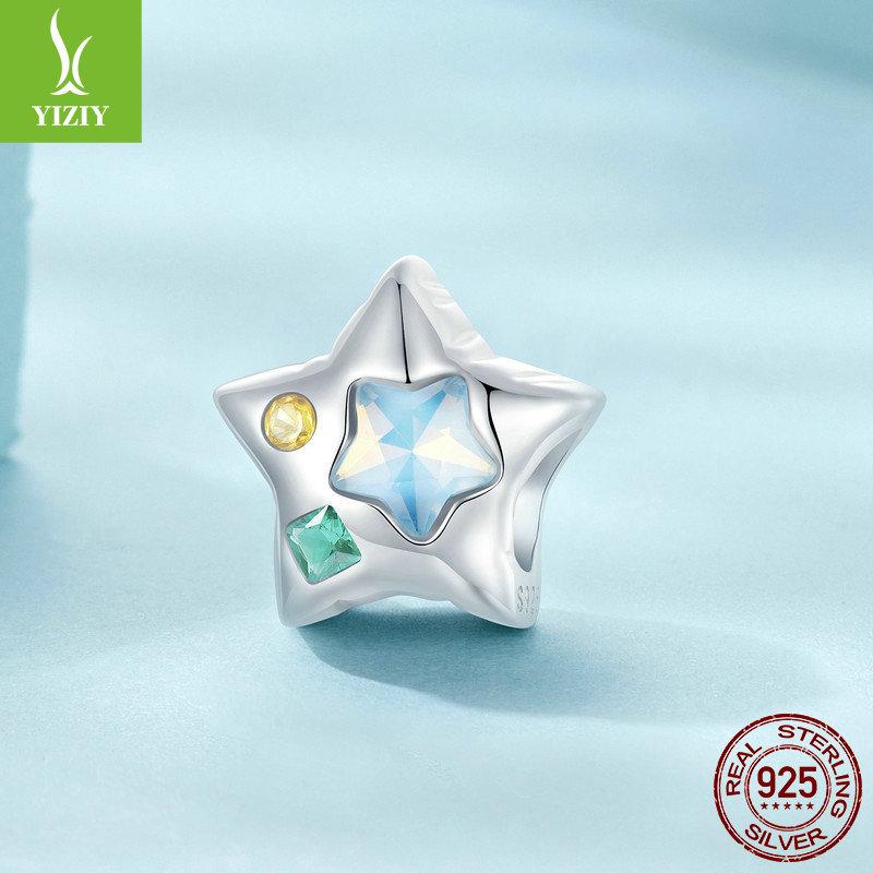 Colorful Star Diy Bracelet Beaded, Sweet And Versatile Fashion Pentagram S925 Sterling Silver Beads
