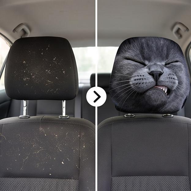 Funny Car Headrest Covers 2-Pack Halloween Seat Decor Cartoon Dog Pattern Stretchy Elastic Polyester Fabric Machine Washable 11 x 10 inch for Vehicle