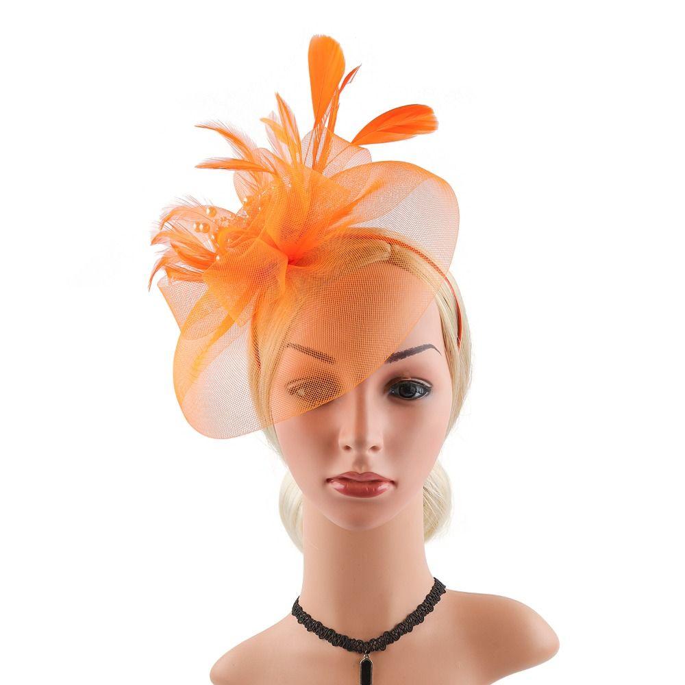 Church Kentuck-y Derby Pearl Mesh Flower Feather Fascinator Hat  for Women