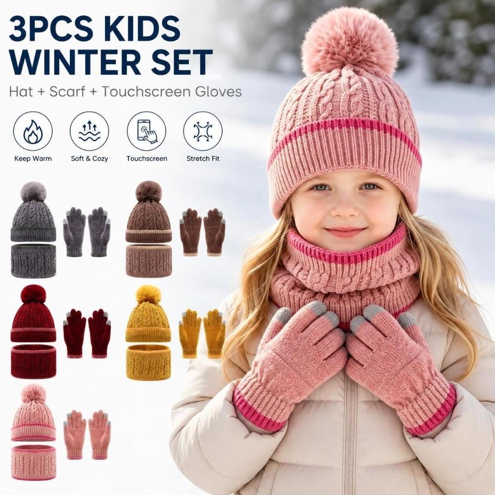 Thicken Winter Hat Scarf Gloves Knitted Thickened Knitted Hat Knitted Hat Set Autumn And Winter
