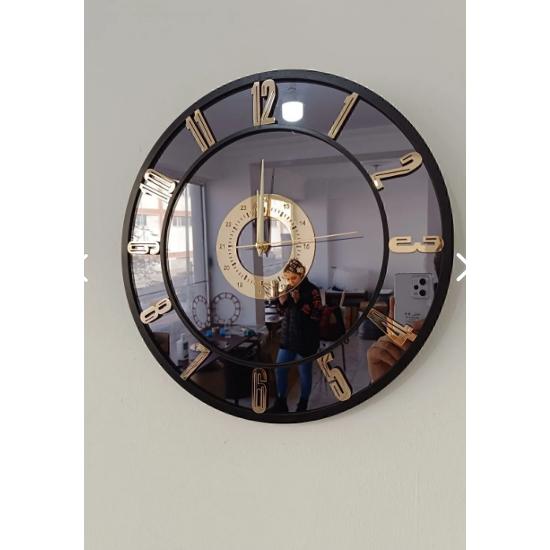 Mirrored Wall Clock (Golden Numbered)