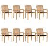 VidaXL Stackable Garden Chairs with Cushions 8 Pcs Solid Teak