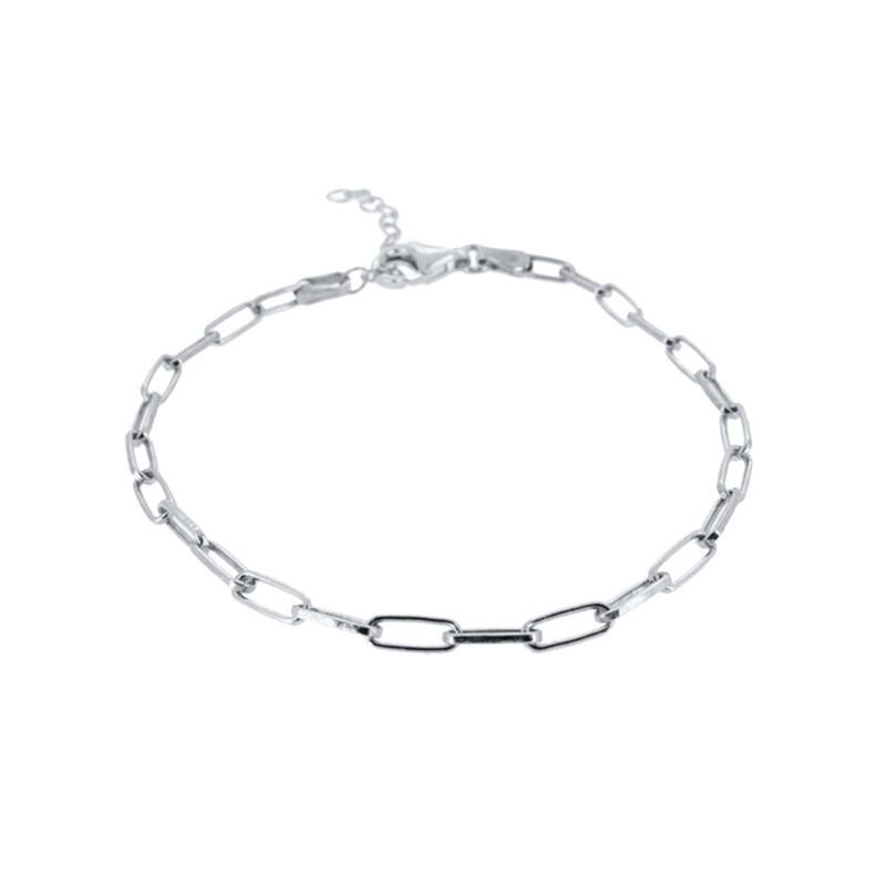 Minimalist Paperclip Chain Bracelet Women Sterling Gold White Plated Geometric Design Lightweight Fashion