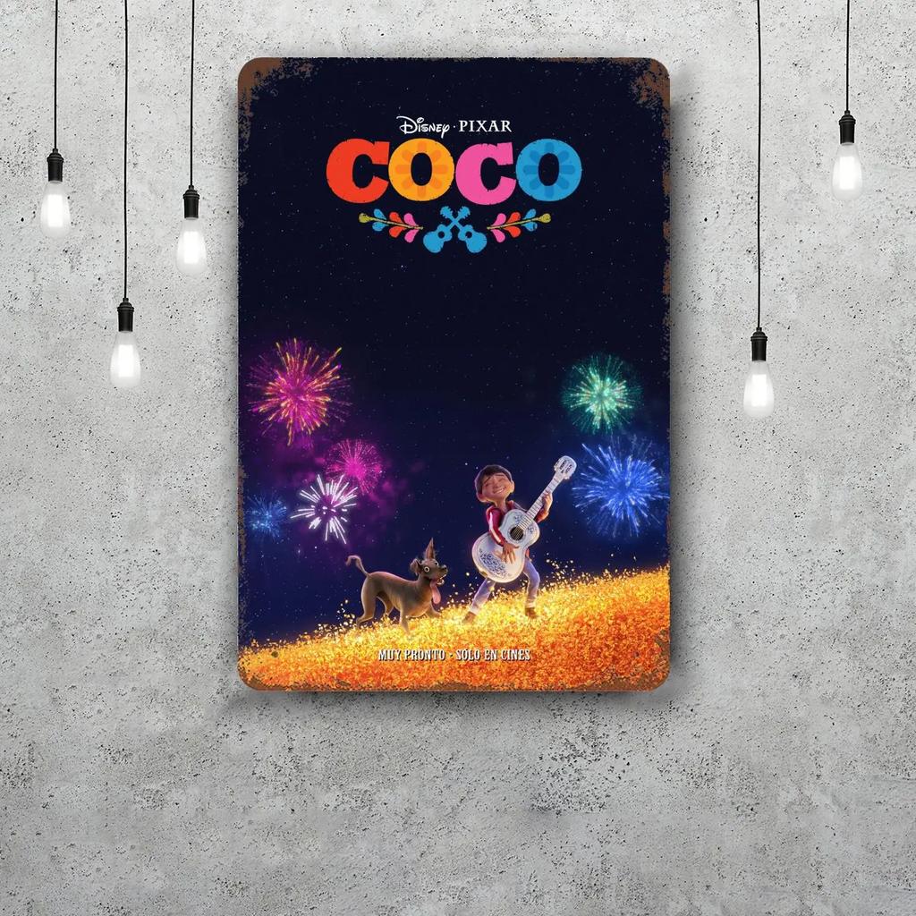 MINISO Coco Classic Poster Rusty Metal Plaque Retro Decorative Plate Bar Man Cave Garage Club Metal Sign Wall Decoration