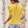 Летняя женская одежда 2023, модная элегантная офисная женская шифоновая блузка, однотонные тонкие топы с пышными рукавами и v-образным вырезом, Blusas 24766