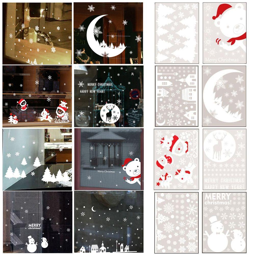 Новогодние подарки в виде снеговика и снежинки Рождественские плакаты Веселое Рождество Декор для окон Наклейки на окна