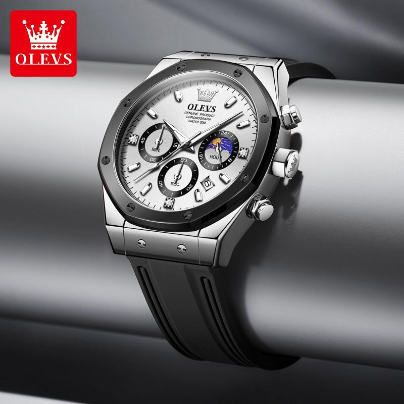 Мужские кварцевые часы с силиконовым ремешком, водонепроницаемый хронограф, многофункциональные спортивные новые мужские часы с календарем и светящимся дисплеем