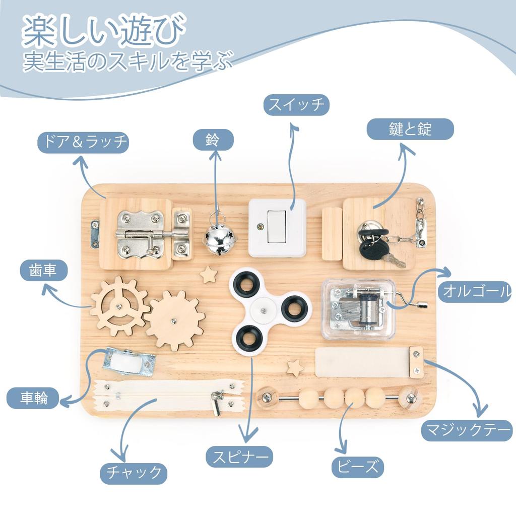 Монтессори Деревянная Развивающая Игрушка Busy для Возрастов и Сенсорная Кончиками Пальцев Портативная со Складной Доской для Путешествий, Игрушка на День Рождения, 12 элементов 1, 2, 3, Играй,