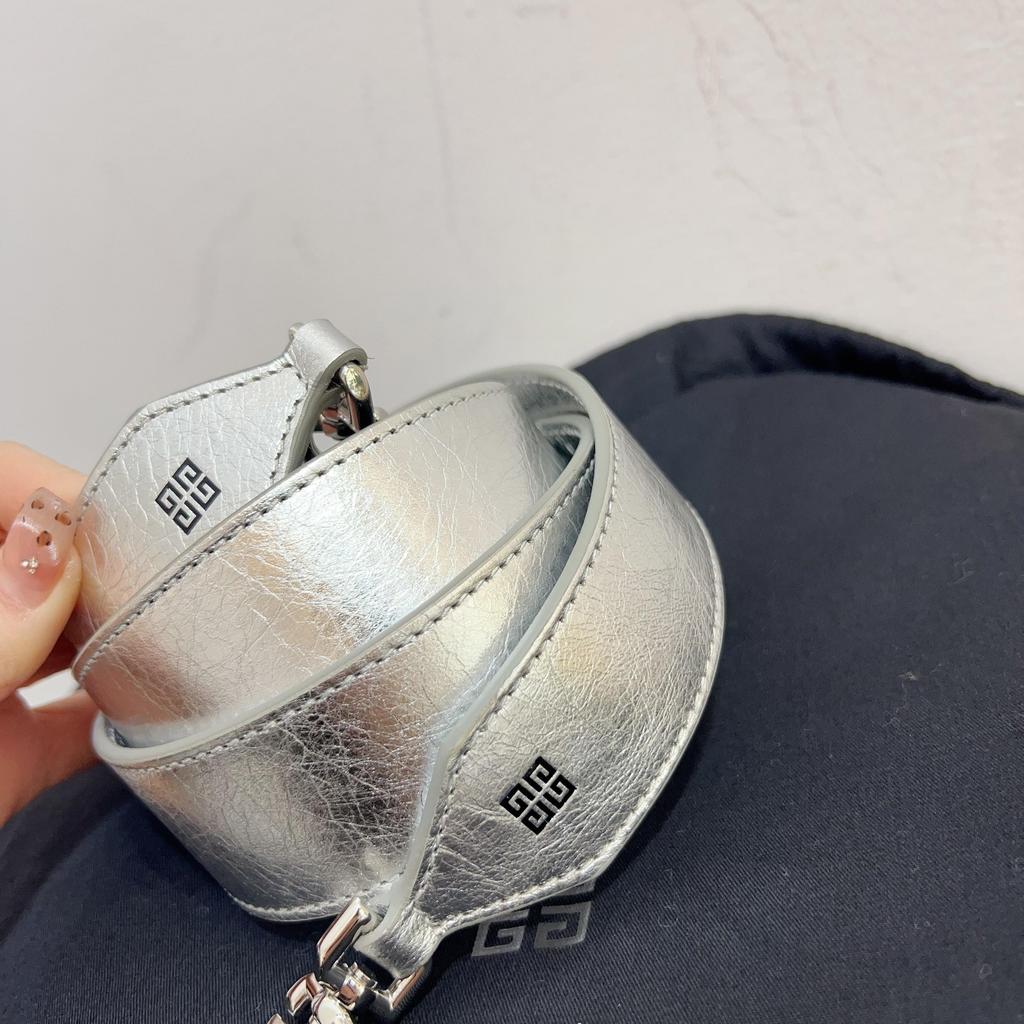 [Pre-Owned] Antigona Silver Metal Magnetic Closure Silk And Calfskin Mini Shoulder Crossbody Bag - Very Good #EX0XO0