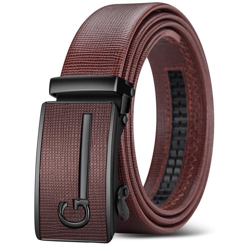 Auto Locking Dress Belt for Men Premium Leather Slim Business Casual Belt Adjustable 30-42 Inch Waist Minimalist Design
