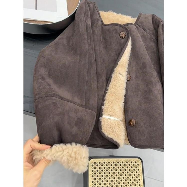 Зимнее теплое пальто для женщин Корейская мода Простое свободное флисовое пальто