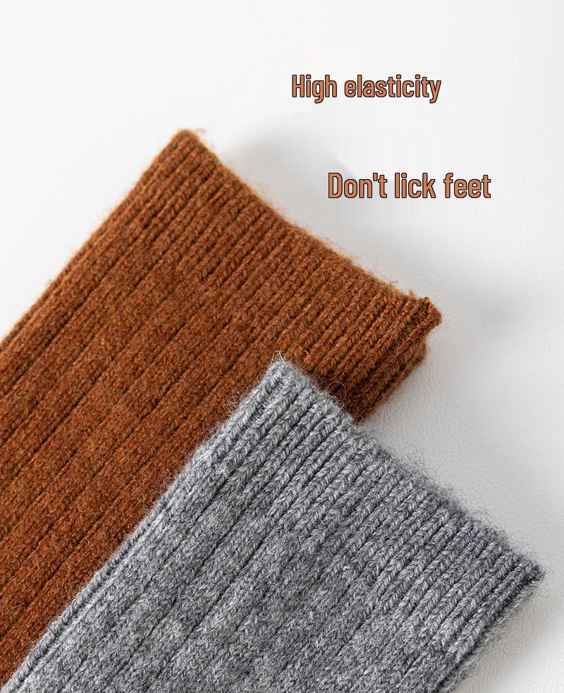 Мужские и женские носки до середины икры из мериносовой шерсти и кашемира, теплые, двухслойные, повседневного стиля