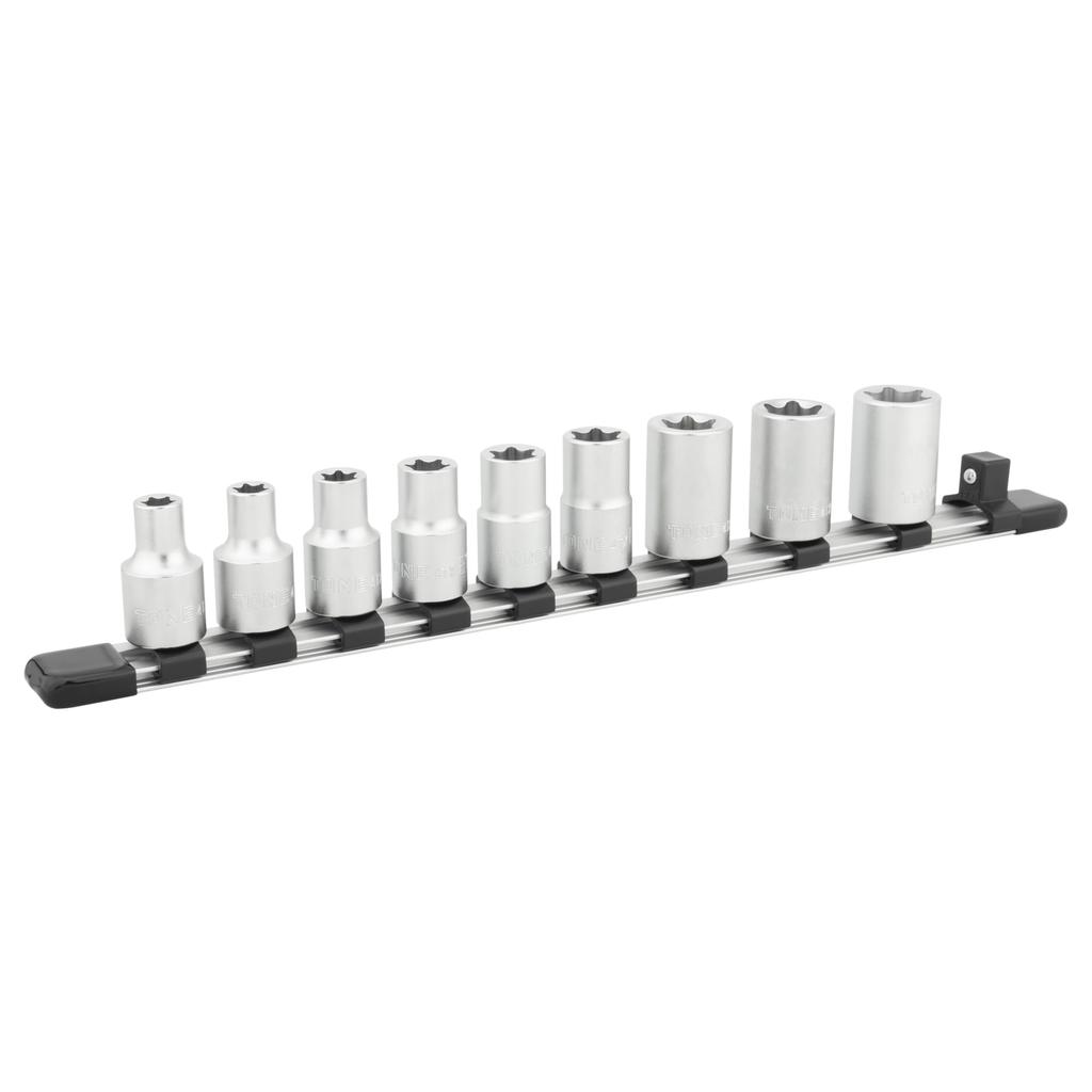 TONE Torx Socket Set E-type HTXE409, 12.7mm (1/2") Drive, 9-piece set.