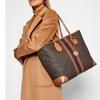 Michael Kors MK Eva Сумка-тоут с цветочным логотипом, полосками и цветовыми блоками, открытая, женская, цвет желудево-коричневый, 30T9GV0T7B-BRN-ACORN