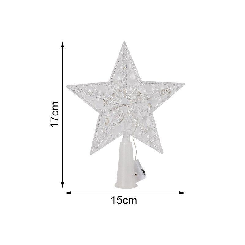 Glitter Star Christmas Tree Topper with LED Light Decor Xmas Tree Top Ornament