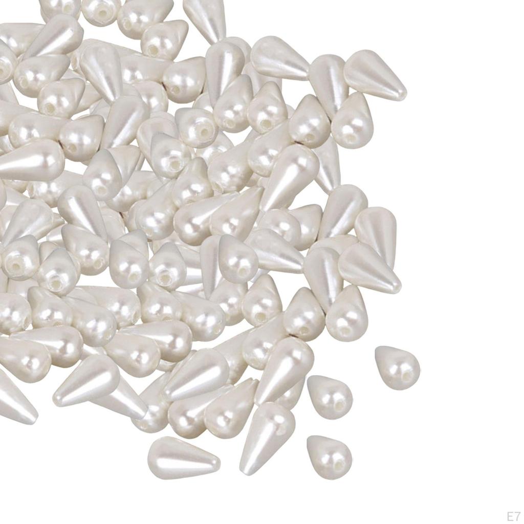 Жемчужные бусины, свободный жемчуг, искусственный жемчуг в форме капли, бусины в форме капли с отверстием для ожерелья