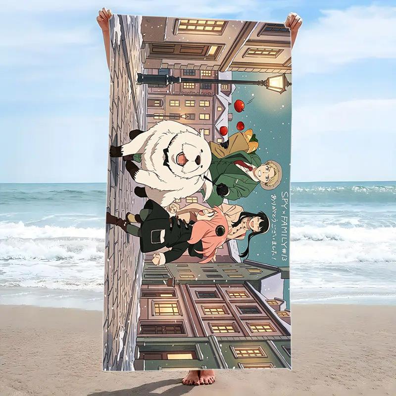Spy x Family Anime Print Beach Towel, Large Soft Quick Dry Towel for Beach Camping Swimming
