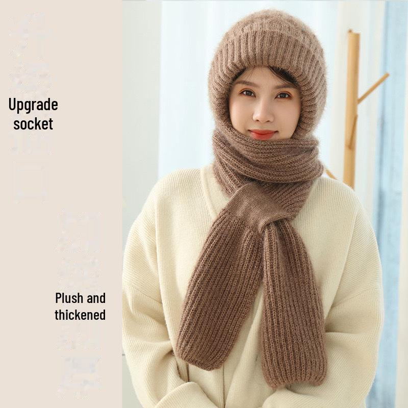 Handwoven Wool Squirrel Hat-Scarf Combo: Stylish, Warm, Outdoor Essential for Autumn & Winter