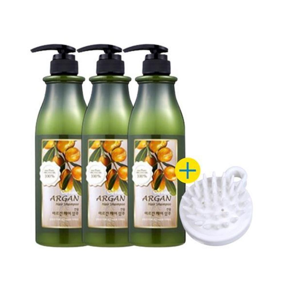 KWAILNARA Confume Шампунь для волос с аргановым маслом 750 г x 3 + Щетка для массажа кожи головы