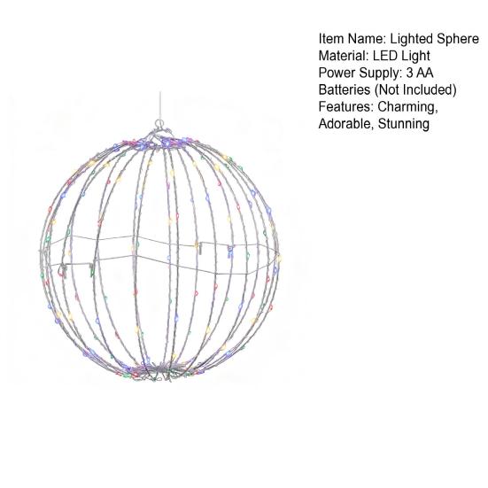 Рождественский светодиодный шар Складной большой светящийся шар для елки Металлический каркас Сферический светильник для внутреннего и наружного оформления Сад Патио Декор