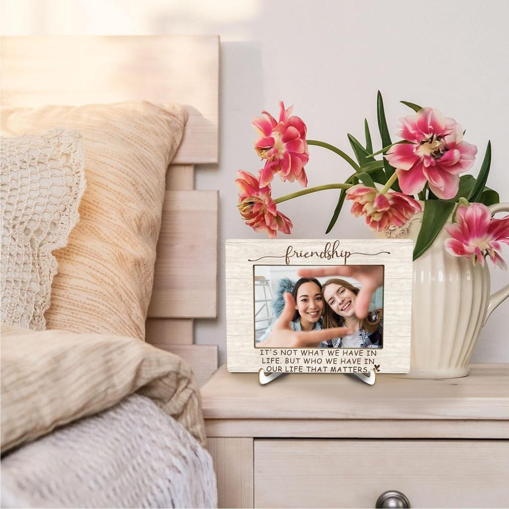 Friendship 4x6 Picture Frame, Best Friend Photo Frame, Gifts for Best Friend, Long Distance Friendship Gifts Wall and Tabletop Display Picture Photo