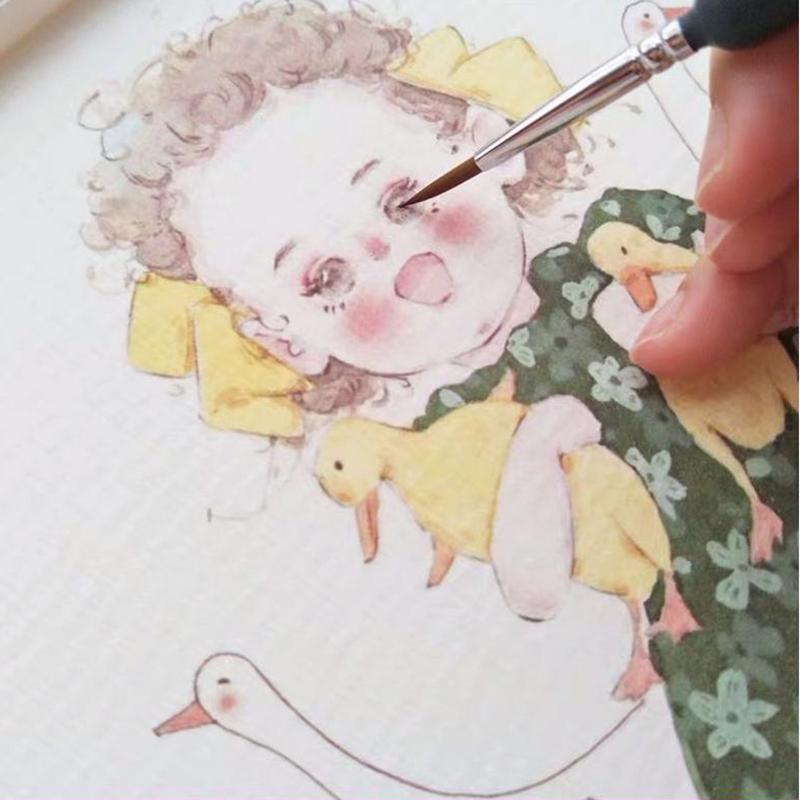 10 Pcs Weasel Hair Fine Detail Brushwork Brushes Artist Hand Painting Fineline PaintBrush Set for Oil Watercolor Gouache Acrylic Painting Stroke