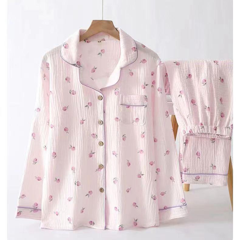 Версия клетчатой пижамы для женщин с длинным рукавом пижамы весенняя тонкая домашняя одежда больших размеров красная ночная рубашка с лацканами повседневный комплект домашней одежды