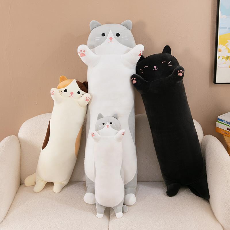 Fluffy Cat Stuffed Toy With Cartoon Animal Shape For Bedroom Decor And Sleep