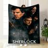 Sherlock detective themed print with characters. Flannel blanket for bedroom, living room, sofa, and nap.
