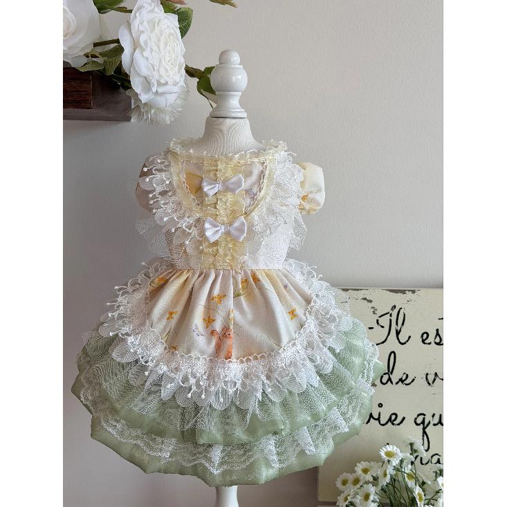 Handmade Pure Cotton Puppy Dog Clothing Cute Butterfly Print Bow Princess Dress for Small Medium Dog Chihuahua Pet Dog Clothes