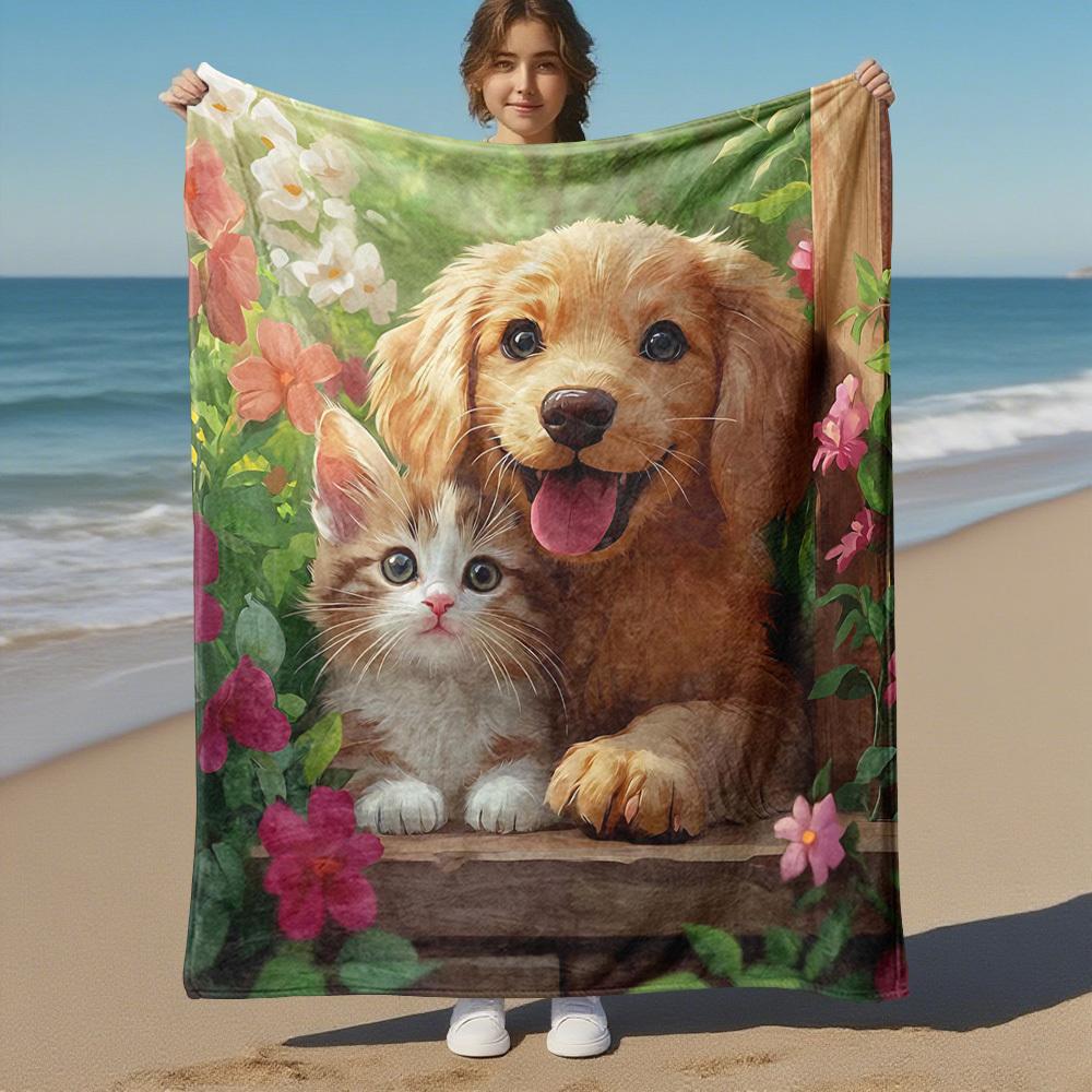 1PC dog catOutdoor Flannel Blanket - Soft Plush Decor for Picnics, camping, Bedroom, Playroom, Office, or Lunch Break 1350A