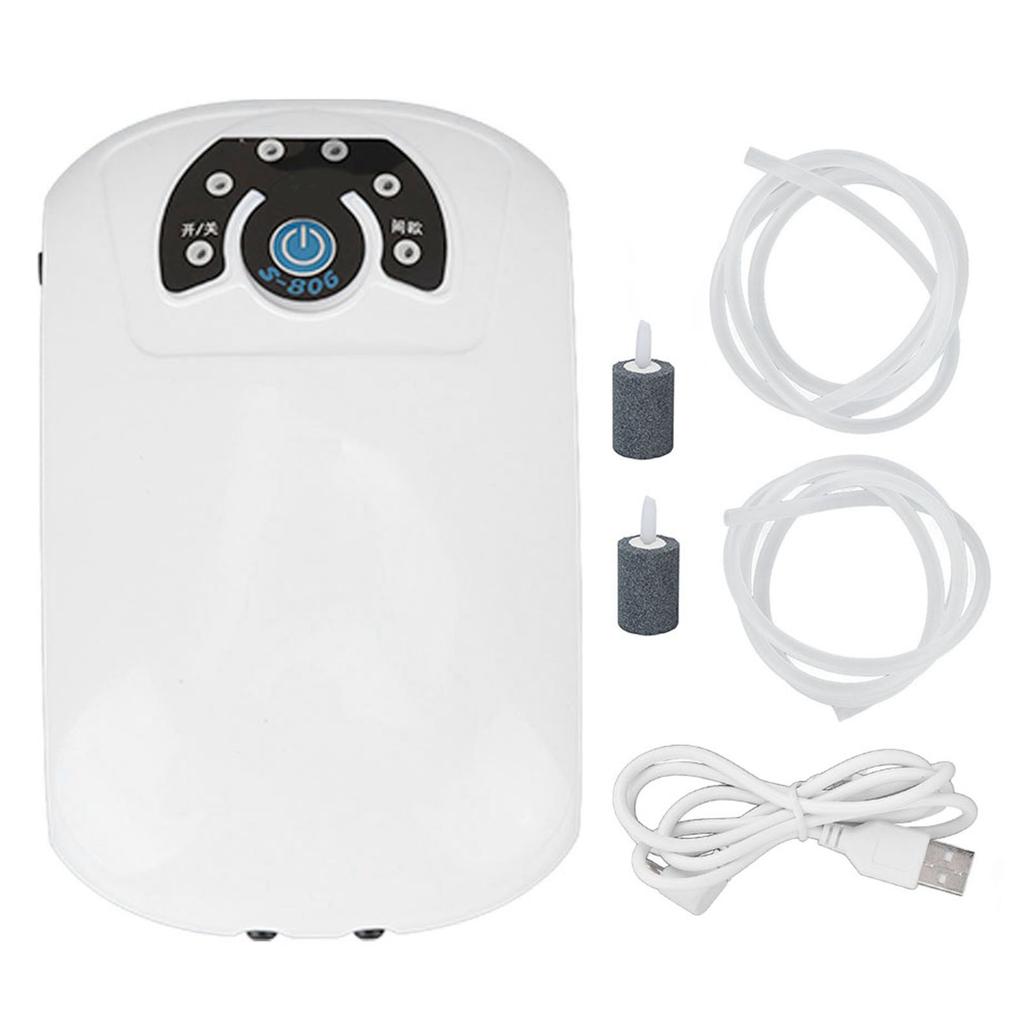 Aquarium Oxygen Pump Silent 2 Outlets Small Portable Fish Tank Air Bubbler Pump for Fishing Home