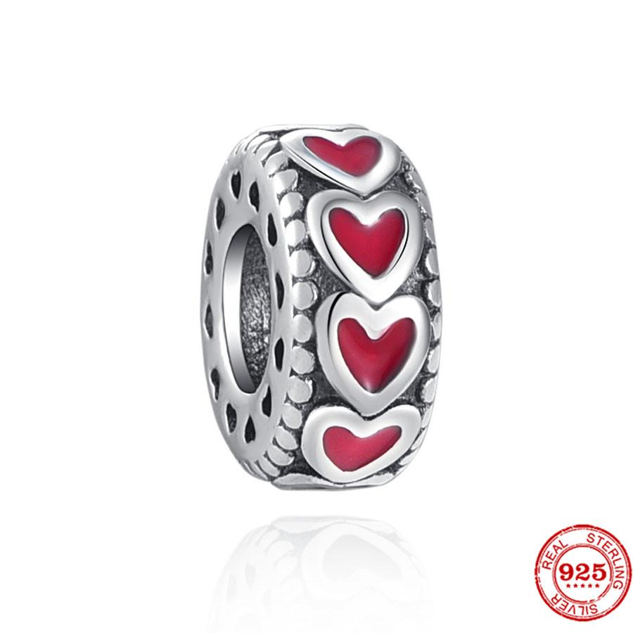 925 стерлингового серебра DIY ювелирные изделия помада высокие каблуки любовь сердце гантель яблоко шарм браслет из бисера