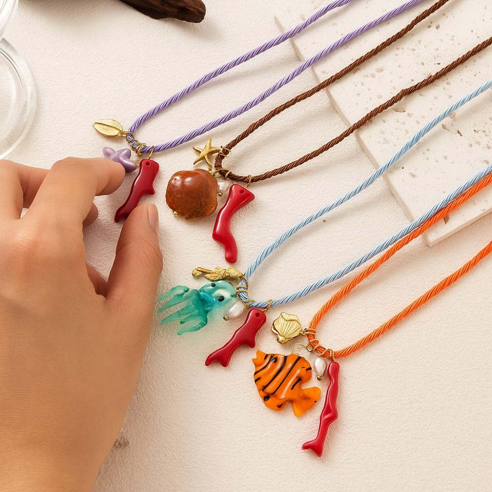 Necklace Set Resin Starfish Pendant Necklace Ethnic Style Dopamine Necklace Gift