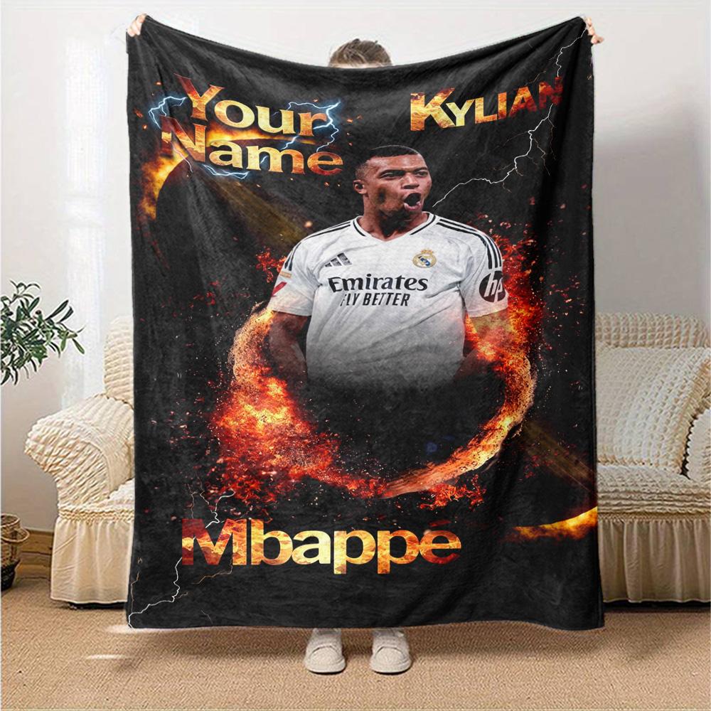 Mbappé Personalized Name Blanket Cozy Customizable Blanket Comfortable Perfect for Picnics Bedding Office Chair Office for All Occasions