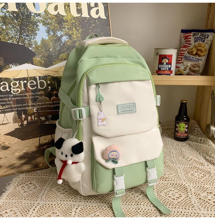 School Bag Female Campus Wind Large Capacity Junior High School Student Backpack College Student Contrasting Color Versatile Backpack